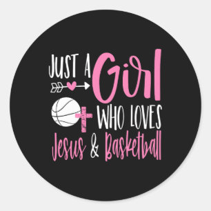 Just A Girl Who Loves Jesus And Sketll Christian W Classic Round Sticker