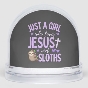 Just A Girl Who Loves Jesus and Sloths Christian C Snowglobe