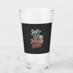 Just A Girl Who Loves Jesus and Sloths T-Shirt Glass