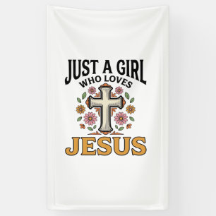Just a Girl Who Loves Jesus Floral Cross Shirt_1 Banner