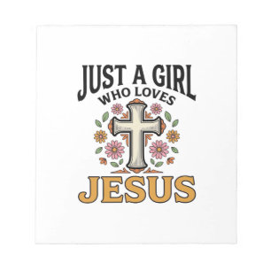Just a Girl Who Loves Jesus Floral Cross Shirt_1 Notepad