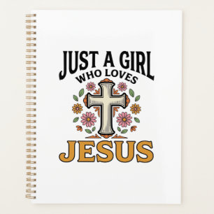 Just a Girl Who Loves Jesus Floral Cross Shirt_1 Planner