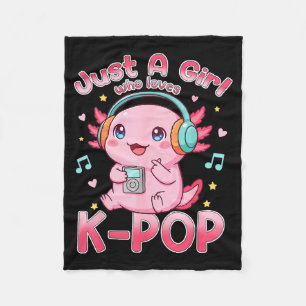 Just A Girl Who Loves K-p Cute Axolotl Music Lover Fleece Blanket
