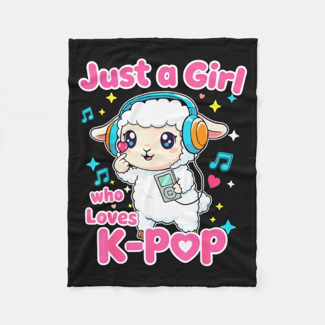 Just A Girl Who Loves K-p Cute Sheep  Fleece Blanket (Front)