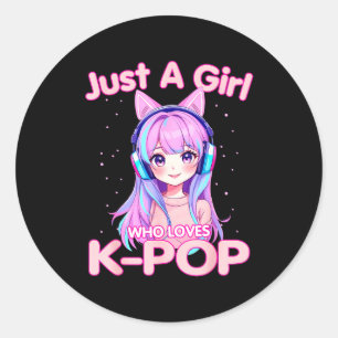 Just A Girl Who Loves K-p Korean Listening Kp Love Classic Round Sticker