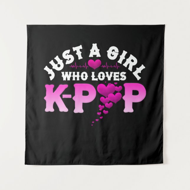 Just A Girl Who Loves K-Pop Finger Heart KPop Tapestry (Front)