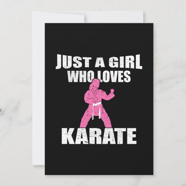 Just A Girl Who Loves Karate Gift Idea Invitation (Front)