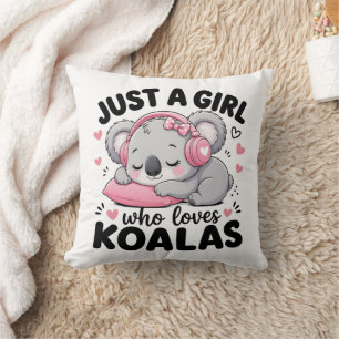 Just a Girl Who Loves Koalas Sleepy Pink Headphone Cushion