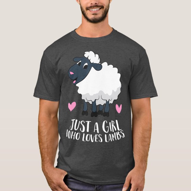 Just a Girl Who Loves Lambs Cute Sheep Girl T-Shirt (Front)