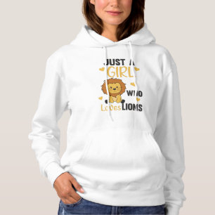 Just A Girl Who Loves Lions Cute Lion Big Cat Hoodie