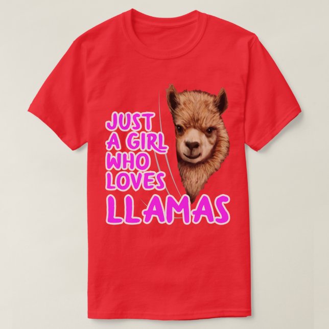 Just A Girl Who Loves Llamas T-Shirt (Design Front)