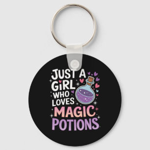 Just A Girl Who Loves Magic Potion Funny Halloween Key Ring