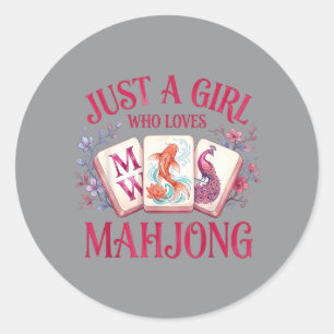 Just A Girl Who Loves Mahjong Cute Mahjong Gift Classic Round Sticker