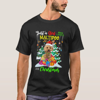 Just A Girl Who Loves Maltipoo And Christmas Santa T-Shirt