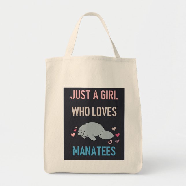 JUST A GIRL WHO LOVES MANATEES T-Shirt Long Apron Tote Bag (Front)