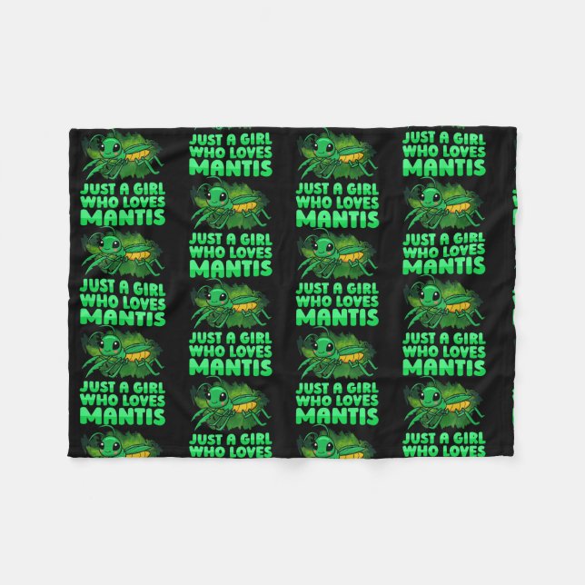 Just A Girl Who Loves Mantis Entomology Praying Fleece Blanket (Front (Horizontal))
