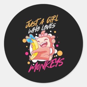 Just A Girl Who Loves Monkeys Classic Round Sticker