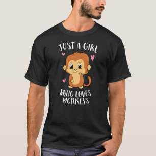 Just a Girl Who Loves Monkeys Cute Monkey Lover Gi T-Shirt