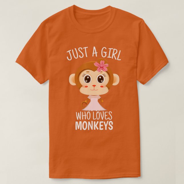 Just a Girl Who Loves Monkeys Cute Monkey Lover Gi T-Shirt (Design Front)