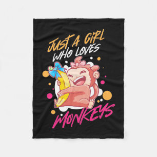 Just A Girl Who Loves Monkeys Fleece Blanket