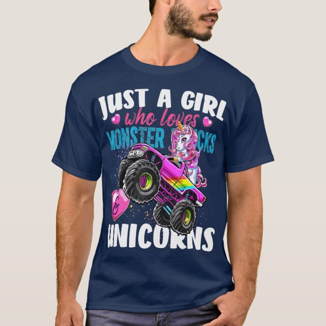 Just a Girl Who Loves Monster Trucks and Gift T-Shirt (Front)