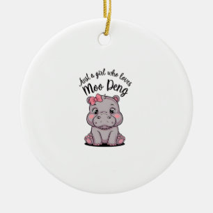 Just A Girl Who Loves Moo Deng Baby Hippos Long Sl Ceramic Tree Decoration