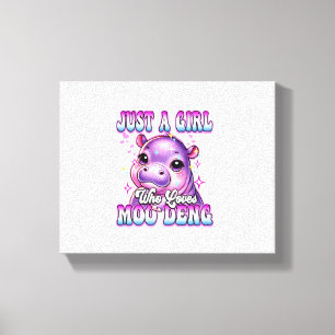 Just a girl who loves Moo Deng Cute Baby hippo Lov Canvas Print