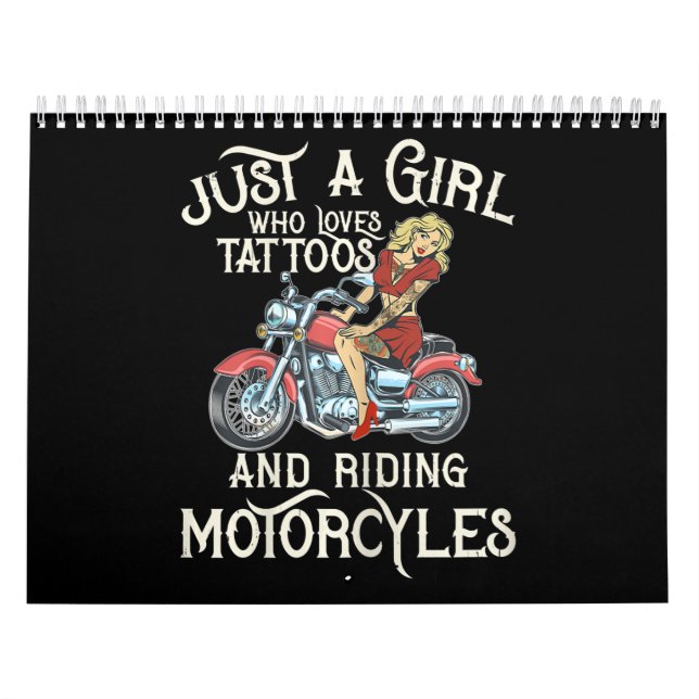 Just A Girl Who Loves Motorcycles Funny Art Gift.p Calendar (Cover)