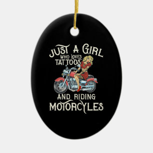 Just A Girl Who Loves Motorcycles Funny Art Gift.p Ceramic Tree Decoration
