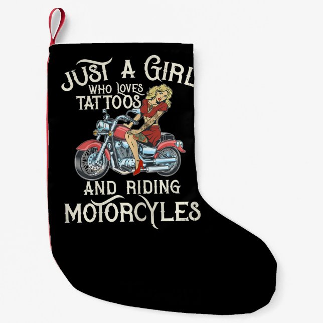 Just A Girl Who Loves Motorcycles Funny Art Gift.p Small Christmas Stocking (Front)