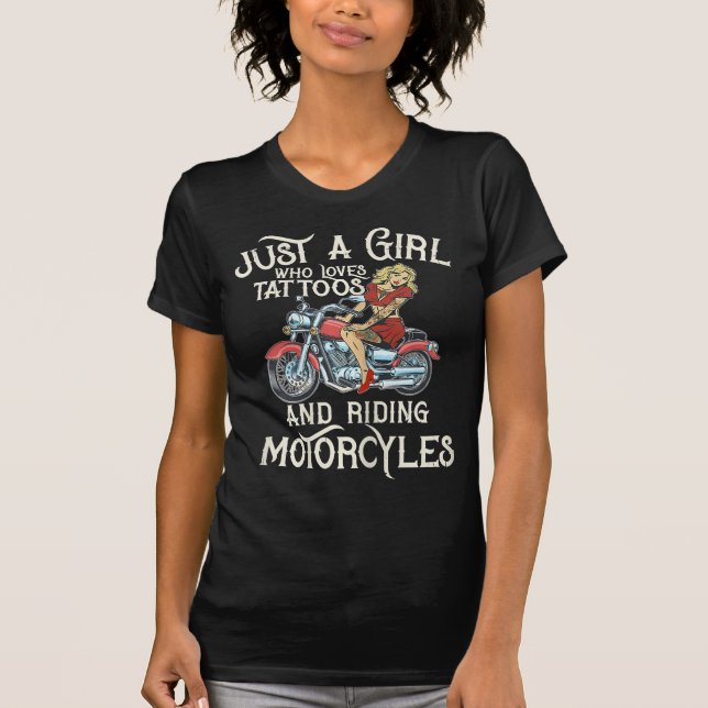 Just A Girl Who Loves Motorcycles Funny Art Gift.p T-Shirt (Front)