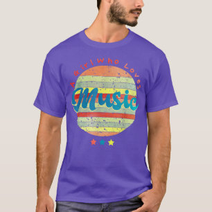Just A Girl Who Loves Music Cool Retro Sunset  T-Shirt