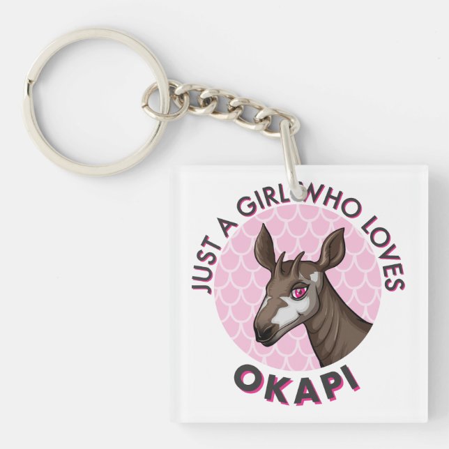 Just a Girl Who Loves Okapi, Okapi Obsession Lover Key Ring (Front)
