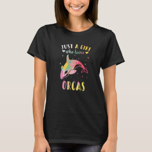 Just A Girl Who Loves Orcas Watercolor Orca Women T-Shirt