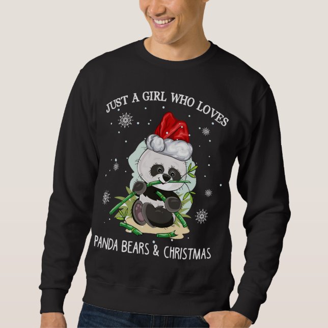 Just A Girl Who Loves Pandas And Christmas Sweatshirt (Front)