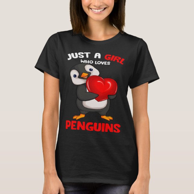 Just a Girl who loves Penguins Kids Girls Penguin T-Shirt (Front)