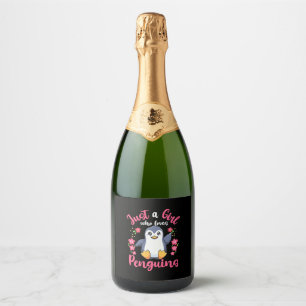 Just A Girl Who Loves Penguins Sparkling Wine Label