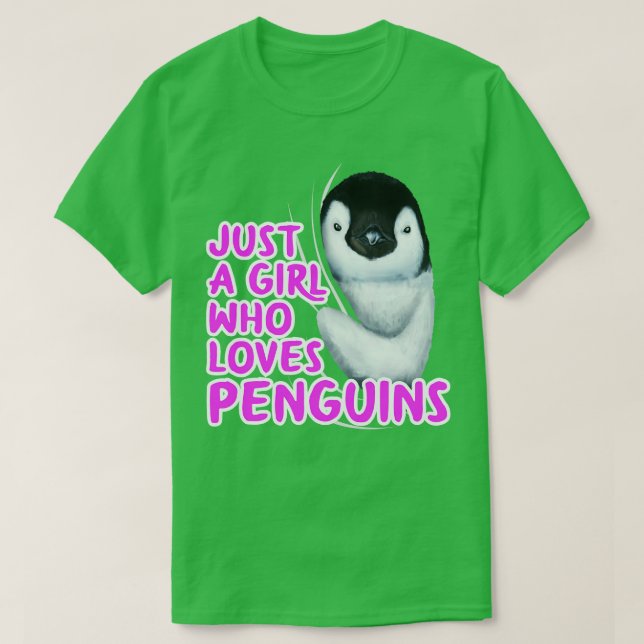 Just A Girl Who Loves Penguins T-Shirt (Design Front)