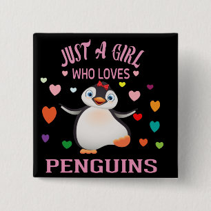 Just A Girl Who Loves Penguins  T-Shirt Trucker Ha 15 Cm Square Badge