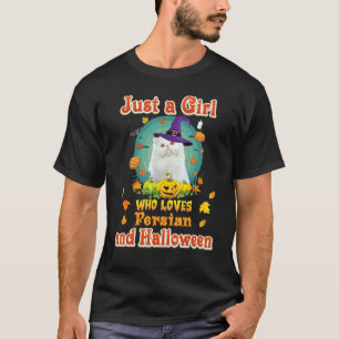 Just A Girl Who Loves Persian Cat And Halloween Wi T-Shirt