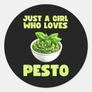 Just A Girl Who Loves Pesto Basil Pasta Italian Ad Classic Round Sticker