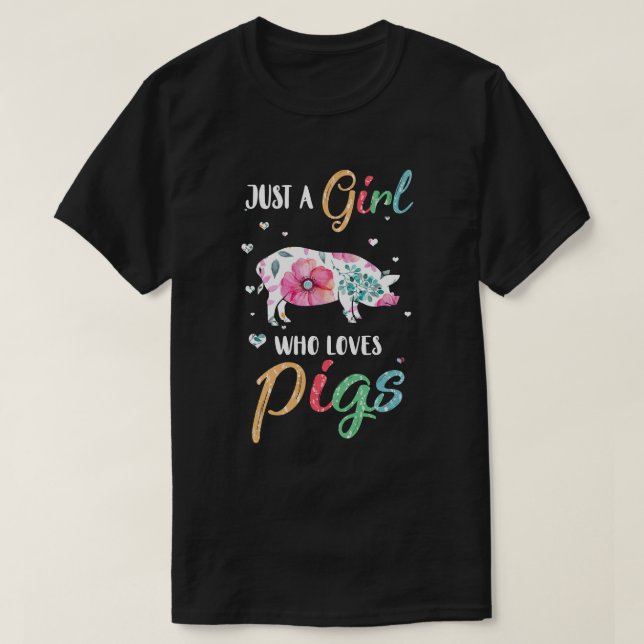 Just A Girl Who Loves Pigs Cute Pig Lover T-Shirt (Design Front)