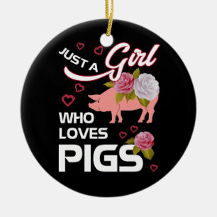 Just a Girl who Loves Pigs Funny Pig Farmer Ceramic Tree Decoration