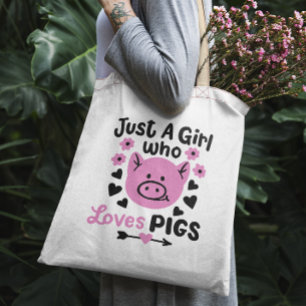 Just a girl who loves pigs funny pig mug tote bag