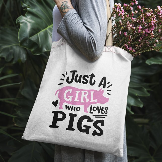 "Just a girl who loves pigs" funny pig Tote Bag (Creator Uploaded)