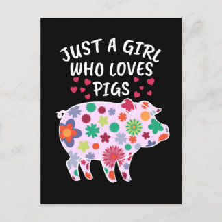 Just A Girl Who Loves Pigs Gift Women Swine Pig Postcard