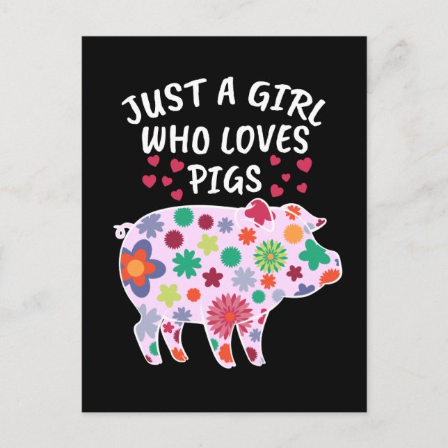 Just A Girl Who Loves Pigs Gift Women Swine Pig Postcard (Front)