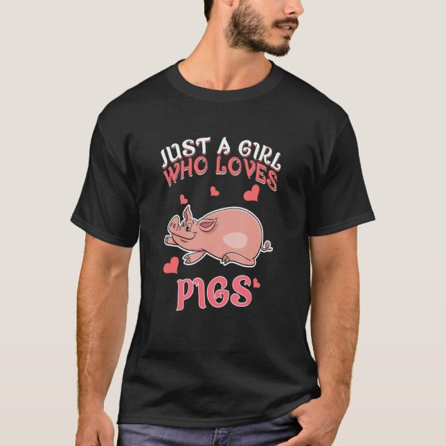 Just a Girl who loves Pigs Harvest Farming Barn Ca T-Shirt (Front)