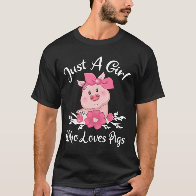 Just A Girl Who Loves Pigs Shirt Cute Pig Bandanna (Front)
