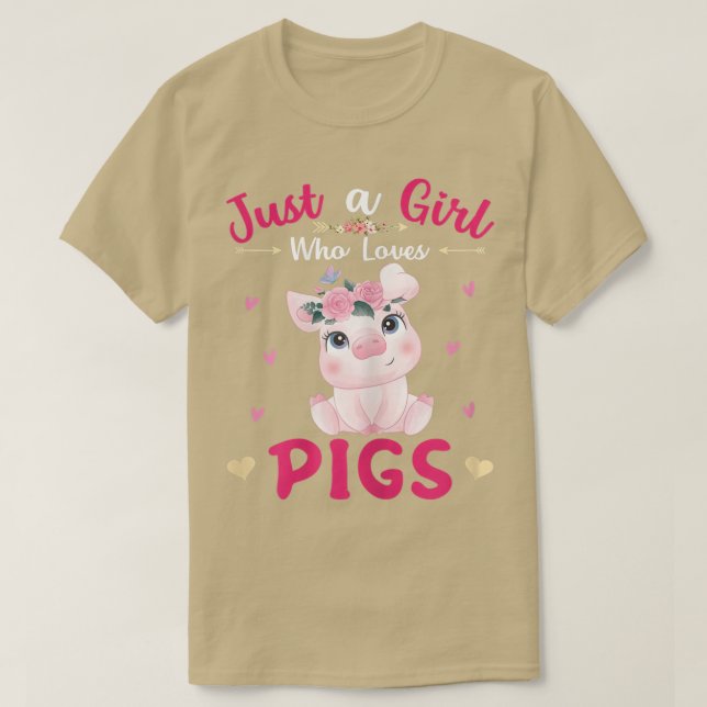 Just A Girl Who Loves PigsCute Pigs Lover Girls Ki T-Shirt (Design Front)